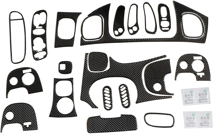 NLQR 18PCS Real Carbon Fiber Kits Full Interior Trim Cover, Compatible with Chevrolet Corvette C5 1998-2004 Center Console Dashboard Control Panel Cover Air Conditioning Vent Cup Holder Gear Trim