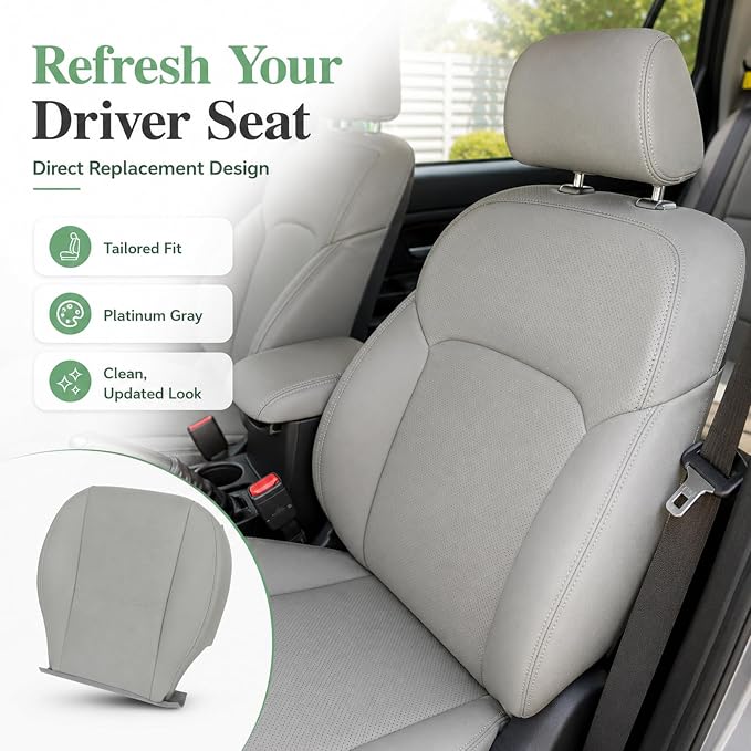 NLQR Front Driver and Passenger Bottom Replacement Perforated Seat Covers Gray Microfiber Leather Compatible with Subaru Forester 2014-2016