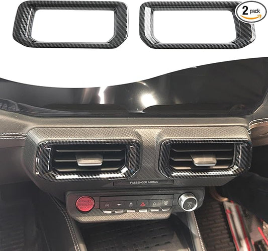 MUXEE A/C Vent Trim Panel Cover, for Ford Mustang 2024 2025 2026 - ABS Carbon Fiber Dashboard AC Air Vent Outlet Grain Sport Interior Trim Accessories（A-Shape）