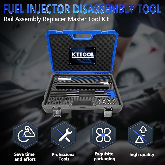 EN-51146 Fuel Injector Disassembly Tool, Rail Assembly Replacer Master Tool Kit for GM Opel, Buick, Vauxhall & MG 1.0L 1.4L 1.5T LFVI 1.5 LG3 1.6L Engines - EN-51146-100 EN-51146-150