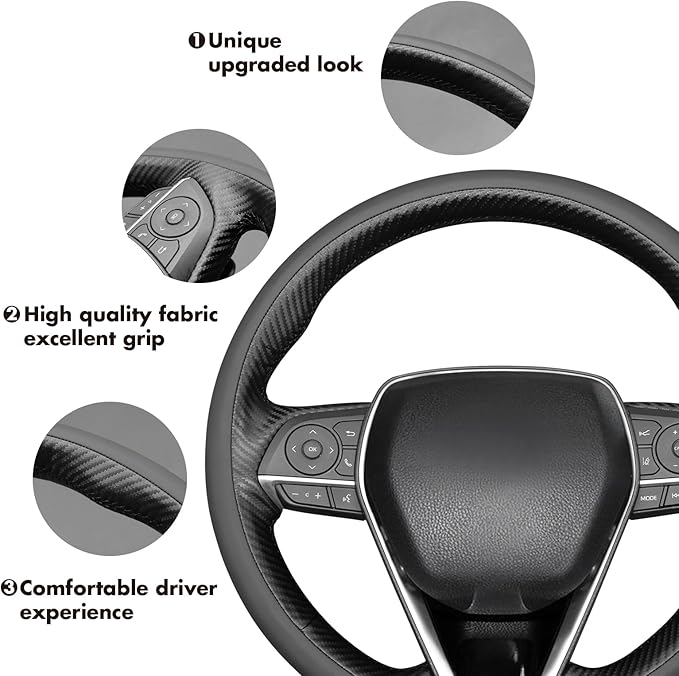 MEWANT Steering Wheel Cover for Toyota RAV4 2019-2024/Camry 2018-2024/Corolla 2020-2024/Avalon 2019-2022 Hand-Stitched Steering Wheel Wrap