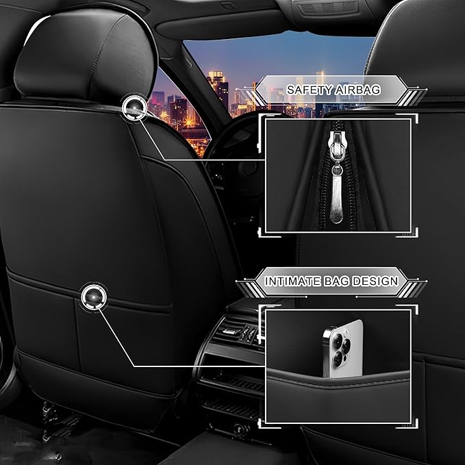 CTDS Car Seat Covers for Chevy Equinox 2005-2026, Stylish Sport Seat Cover, Premium Nappa Leather Car Seat Cover. Automobile Seat Covers Sets.(Standard 5 Seats/Black Blue)