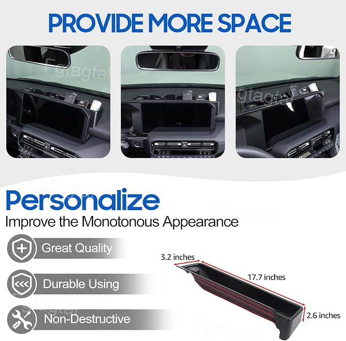 Center Console Storage Box Compatible with Toyota Land Cruiser 250 Prado J250 LC250 2024+, ABS Navigation Screen Rear Storage Tray Organizer, Auto Interior Storage Accessories