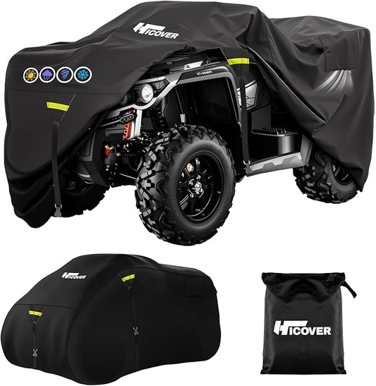 600D ATV Cover Waterproof Heavy Duty Trailerable 4 Wheeler Cover Waterproof Outdoor Quad Cover All Weather Season UV Protection for Polaris Kawasaki Yamaha Suzuki Honda
