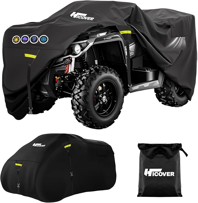 600D ATV Cover Waterproof Heavy Duty Trailerable 4 Wheeler Cover Waterproof Outdoor Quad Cover All Weather Season UV Protection for Polaris Kawasaki Yamaha Suzuki Honda