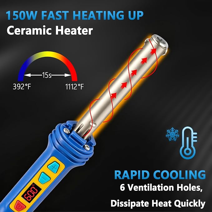 GNI Upgraded 150W LED Digital Adjustable Temperature Plastic Welder | 106PCS Welding Rods Repair Kit, 4 Tips 3 IN 1 Soldering Iron Kit, Plastic Welding Kit for DIY/Bumper Kayaks