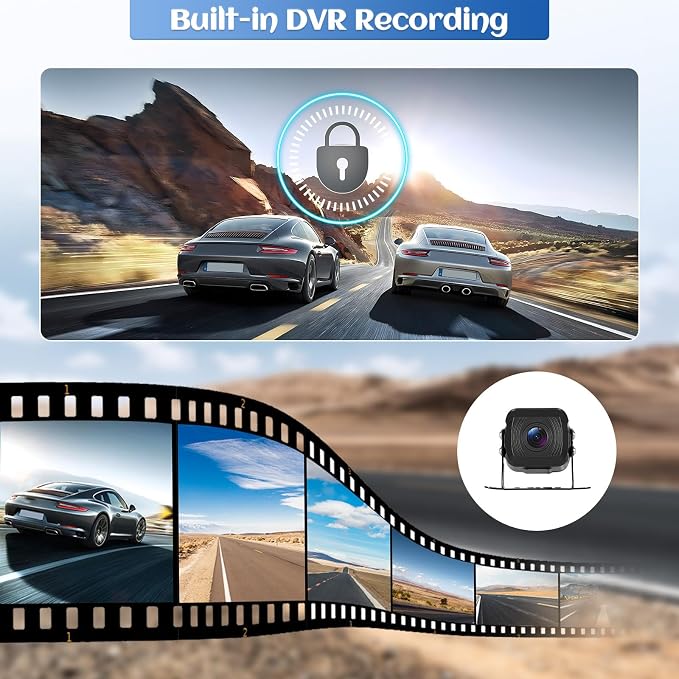 4 Channel Backup Camera System,10.1 Inch IPS Reversing Monitor with Rear Side View 4 AHD Camera 1080P IR Night Vision DVR Recording Backup Heavy Duty Camera for Trucks/Bus/Trailer/RV