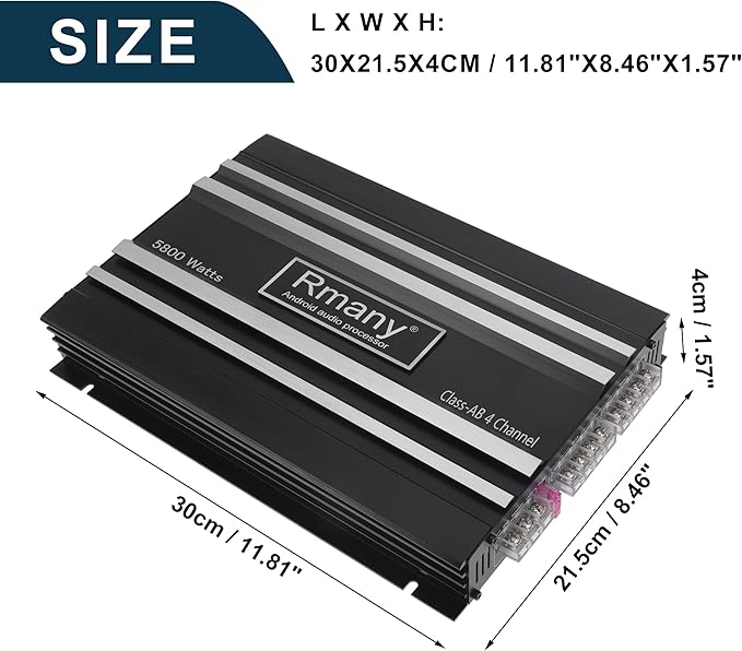 Car 12V 4 Channel Car Amplifier Stereo Audio 5800W Compatible | 4 Channel Car Amplifier Black 1 Pcs