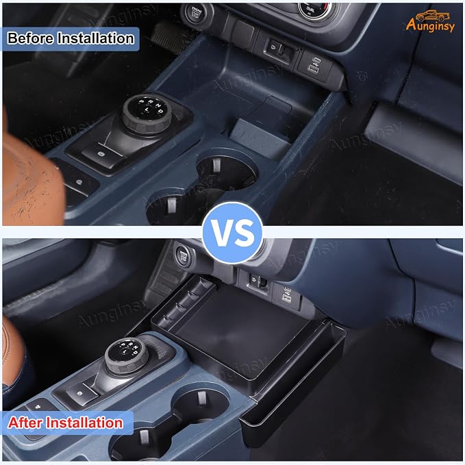 Aunginsy Car Center Console Shifter Storage Tray Compatible with Ford Maverick 2022 2023 2024 2025 Pickup Truck Central Control Gear Shift Side Organizer Storage Box Insert Groove ABS Accessories