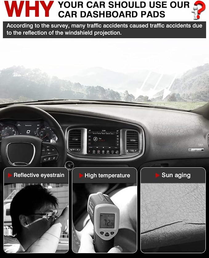 Autorder Dashboard Cover Mat for 2011-2023 Dodge Charger Accessories Dash Cover Flannel Dash Mat Sunshade Glare UV Rays Protector