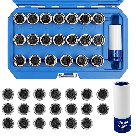 21PCS Wheel Locking Nut Key Kit Compatible with BMW Series, Wheel Lock Nut Socket Adapter Set, Wheel Anti-Theft Lug Nut Removal Tool, Anti-Theft Screw Remover