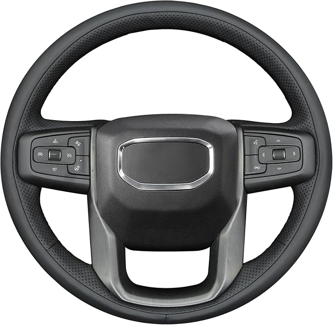 MEWANT DIY Stitching Car Steering Wheel Wrap Cover for GMC Sierra 1500 2019-2023 / Sierra 1500 Limited 2022 / Sierra 2500 2020-2024 / Sierra 3500 2020-2024 / Yukon (XL) 2021-2023 Accessories(3D Style)