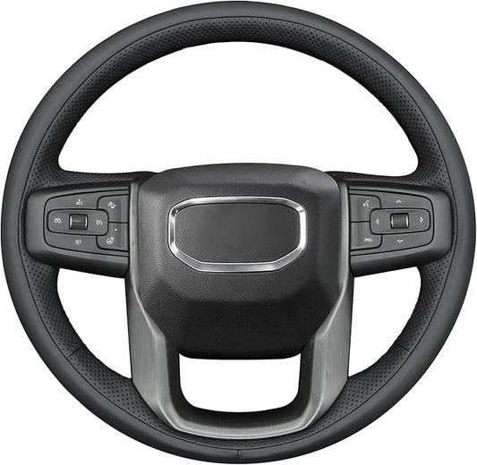 MEWANT DIY Stitching Car Steering Wheel Wrap Cover for GMC Sierra 1500 2019-2023 / Sierra 1500 Limited 2022 / Sierra 2500 2020-2024 / Sierra 3500 2020-2024 / Yukon (XL) 2021-2023 Accessories(3D Style)