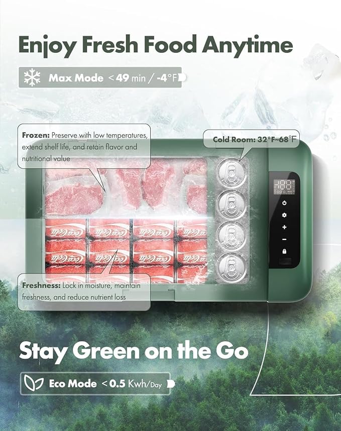A-Premium 12 Volt Refrigerator 21QT/20.1L Portable Car Fridge Cooler | -4°F~68°F Portable Freezer Fast Cooling with 12/24V DC & 110/240V AC for Home Party Camping RV Roadtrips Truck Outdoor Use