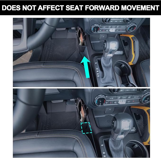 TOPINSTALL Gear Shifter Organizer and Windshield Sunshade Compatible with 2021-2024 Bronco 2/4 Door, Center Console Gear Side Storage Box Tray and Front Window Sun Protector (Not for Sport Model)