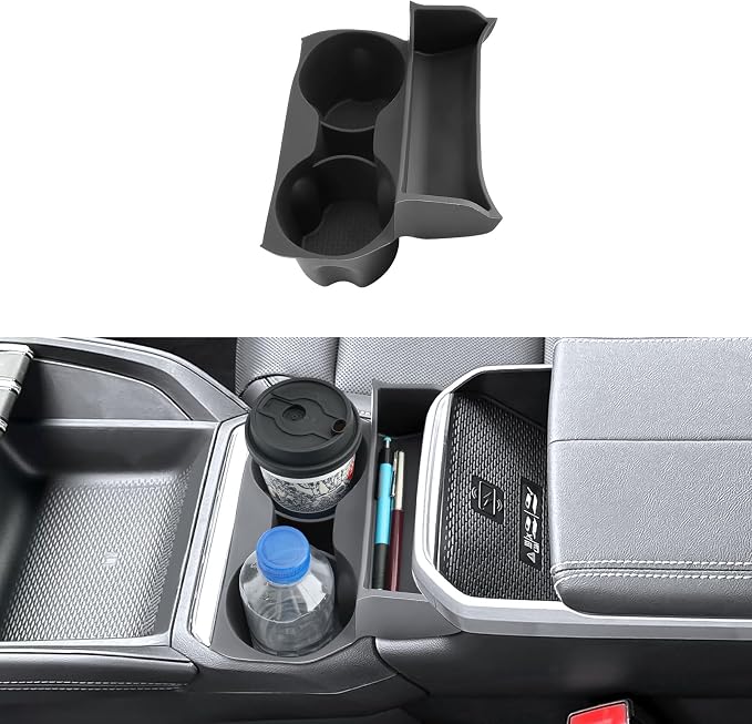 (2Pack) Coleya 2025 2026 2027 Terrain Center Console Organizer &Cup Holder, for GMC Terrain (Elevation/Denali/AT4), Durable ABS &Anti-Slip Rubber Console Tray Insert 2027 2026 Terrain Accessories