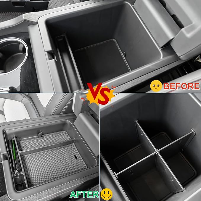 3Pcs Center Console Organizer Set for 2024-2026 Honda Passport/Ridgeline/2023-2026 Honda Pilot Interior Accessories Console Divider & Armrest Hidden Compartment Storage Box