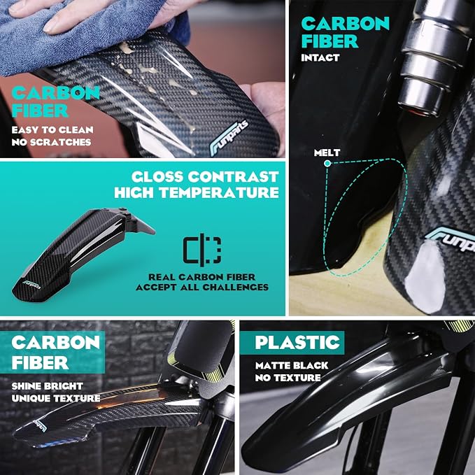 Funparts Sur Ron Front Fender,Carbon Fiber Motorcycle Fender Mud Guard for Surron Sur Ron LBX X260 X160 Electric Dirt Bike