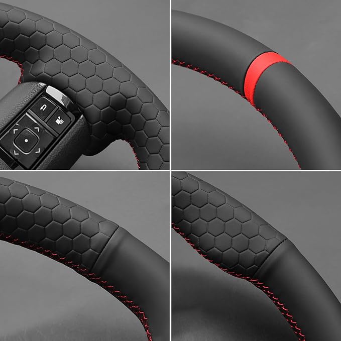 MEWANT Steering Wheel Cover Compatible with Toyota Hilux 2015-2021 / Fortuner 2015-2021 Hand Sewn Microfiber Leather Car Steering Wheel Wrap