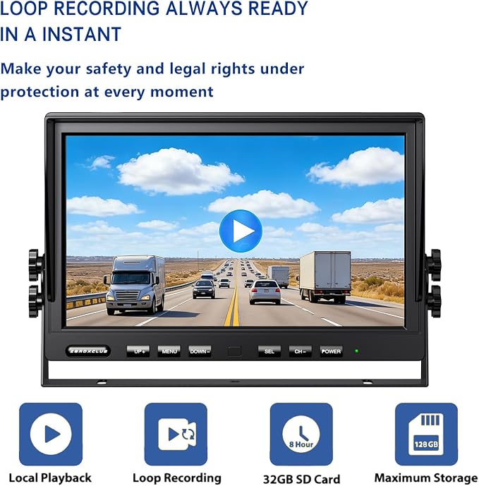 ZEROXCLUB 1080P Wireless Backup Camera System with 10 Inch DVR 3 Split Monitor, IP69 Waterproof Stable Signal Record Wireless 1 Rear and 2 Side View Cameras for RV Truck Trailer Camper (BW103SL-M)