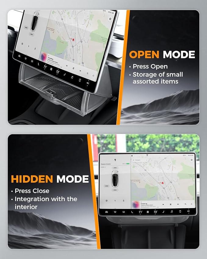 Hidden Under Screen Storage for Tesla Model Y Model 3 2021-2026, Center Console Organizer Accessories Compatible with Tesla Model Y Model 3 Accessories 2026(Black)