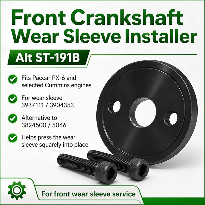 Front+Rear Crankshaft Seal Main Crankshaft Seal & Wear Sleeve Installer Tool Kit,Compatible with Cummins 3.9L 5.9L 6.7L 1989-2016 Replace 1338 3824498 5046 3824500 3164660 ST-224C 3824078 5395259