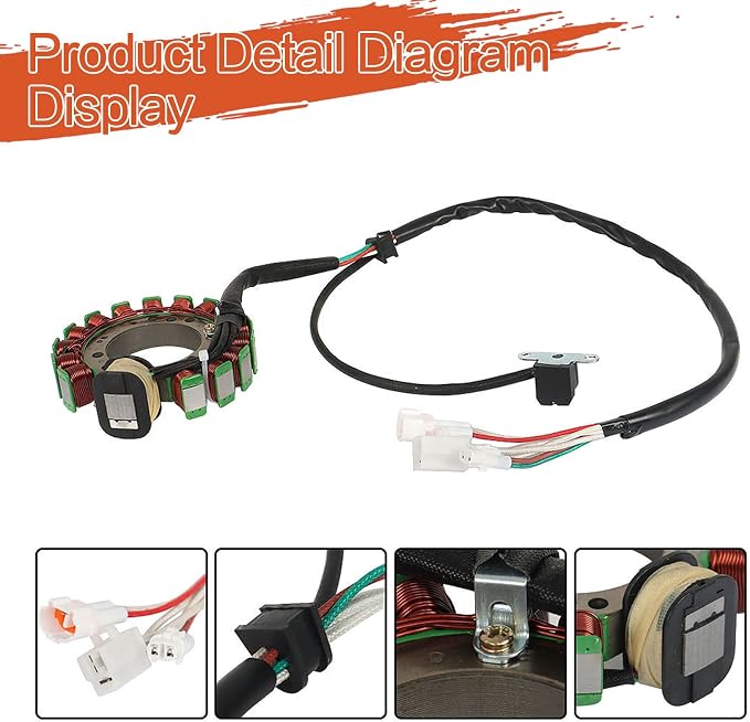 labwork Stator Ignition Coil Wire Harness CDI Kit Replacement for Yamaha Warrior 350 YFM350X Replacement for 3GD-82590-40-00 3HN-85510-10-00 4KD-81940-00-00