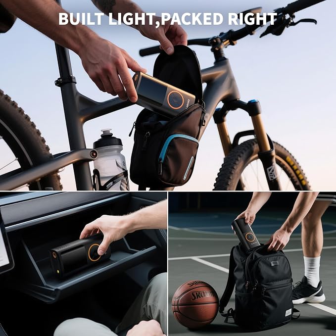 OlarHike Tire Inflator Portable Air Compressor, Smart Dual Hose System, Auto Air Pump for Car Tires, Bike,Bicycle, Motorcycles,Electric Pump with LED Light & Digital Pressure Gauge