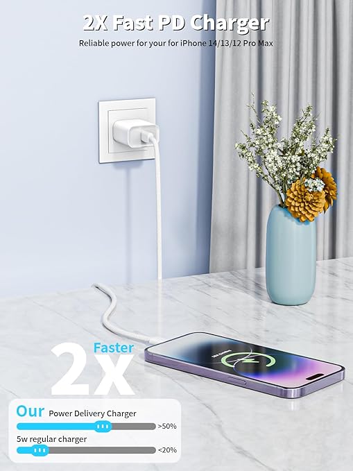 iPhone 14 13 Pro Max Charger Fast Charging,[Apple Mfi Certified] Fast iPhone Charger Block with 6ft Long Type C Lightning Braided Cable Woven Cord for iPhone14 13 12 11 Pro Max Plus Mini Xs Max 8Plus.