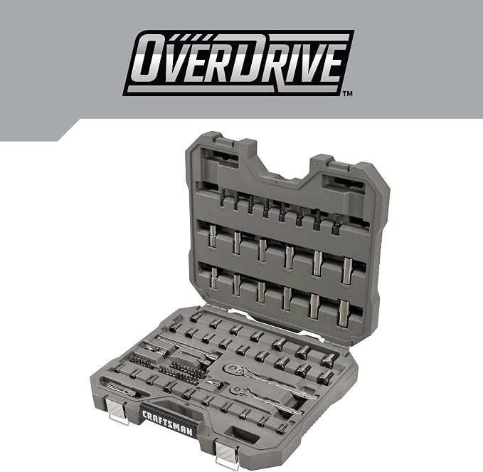 CRAFTSMAN OVERDRIVE 80-Piece Gunmetal Chrome Mechanics Tool Set, Standard SAE/Metric Socket Set, with Hard Case (CMMT99080L)