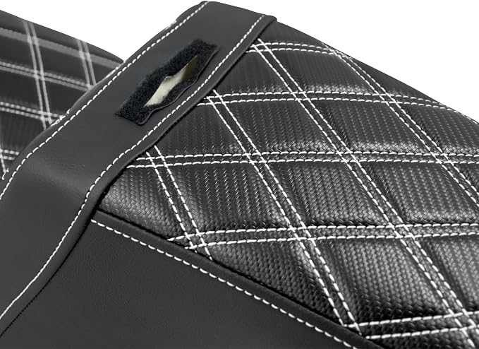 Motorcycle Seat Driver Passenger Seat with Backrests for Harley Low Rider Low Rider S ST 2018-up (Black with white stitching)