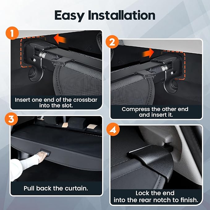 Powerty Retractable Cargo Cover for 2020-2025 Kia Telluride - Canvas Texture Trunk Cover Privacy Screen Rear Security Shade for Telluride Accessories