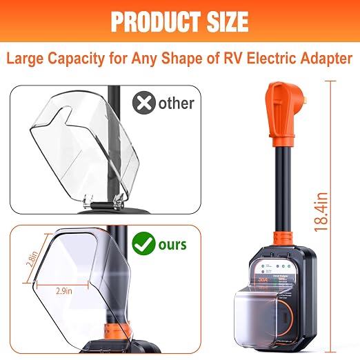 GEARGO RV Surge Protectors 50 Amp Waterproof, [𝟐𝟎𝟐𝟔 𝐍𝐞𝐰 𝐔𝐩𝐠𝐫𝐚𝐝𝐞𝐝] RV Circuit Analyzer, Full Protection RV Adapter Plug for Camper(Orange)