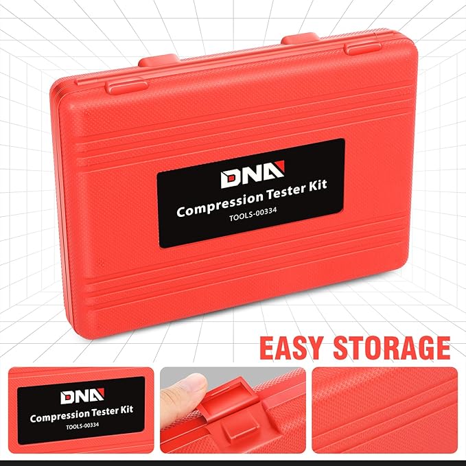 DNA Motoring 8PCS Compression Gauge Compression Tester Kit with M10 M12 M14 M18 Adapters for Car Truck ATV Motorcycle, TOOLS-00334
