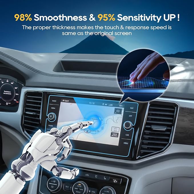 LFOTPP Car Navigation Screen Protector for 8 Inch Atlas (2018-2023), Arteno(2019-2022),Golf MK7(2018-2021),Tiguuan(2018-2022),Passat(2021-2022) Tempered Glass 9H Infotainment Accessories