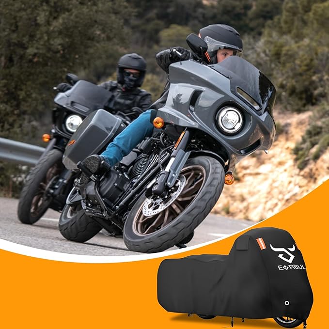 Heavy Duty 420 Motorcycle Cover Compatible with Cruiser Models Harley Davidson Softail Slim,Softail Standard, Softail Breakout, Softail Deuxe, Fat Boy, Street Bob 114