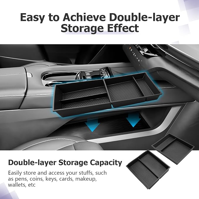 LUWU Center Console Organizer for 2025 2026 Nissan Murano SL/SV/Platinum Accessories Armrest Storage Box, Lower Console Organizers, Wireless Charging Protective Mat Murano 2026 Accessories 4-Pack