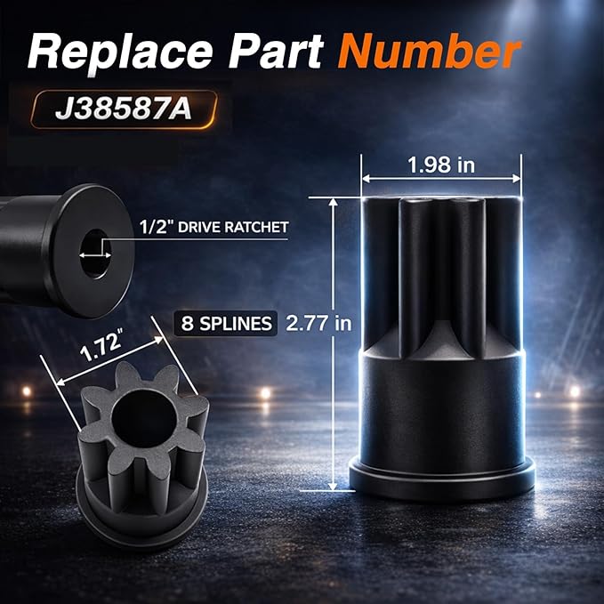Engine Barring Turning Socket Wrench Tool for CAT,EUI/MUI & Mack Engines Compatible with 3176/3196/3200/3208/3300/3400/3406/3500/3508/3512 Series, C9-C16 E-7 E-7 ETEC,Replace # : J38587A