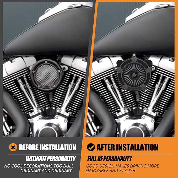 Air Cleaner Filter Aluminum Fit for Harley Touring Road King Street Glide Softail Sportster Dyna (Black Housing Grey Element, B For Touring 00-07,Softail 00-15,Dyna 00-17)