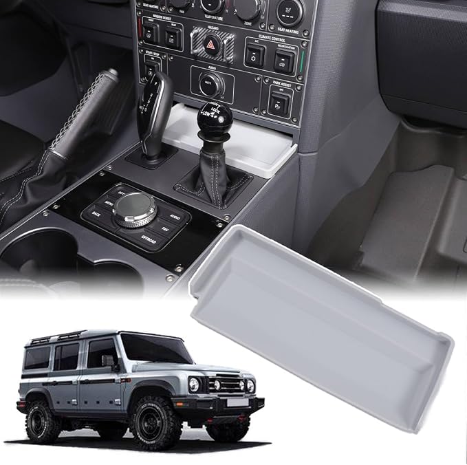 Car Center Console Storage Tray Compatible with Ineos Grenadier 2022-2025 Shift Storage Box Tray Non-Slip Storage Tray Interior Storage Box (Gray)
