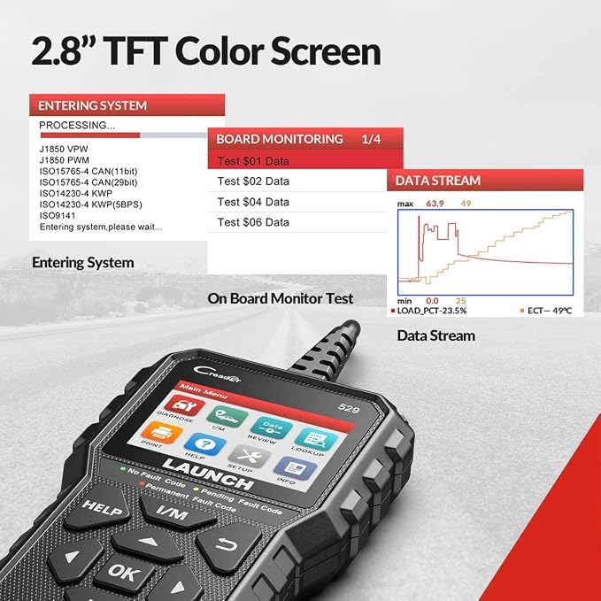 2026 NEW Launch OBD2 Scanner CR529 Code Reader Check Engine Light for All OBDII Car After 1996 Full OBD2 Functions Mode 8, I/M Readiness DTC Lookup Lifetime Free Update Scan Tool [Upgrade Version]