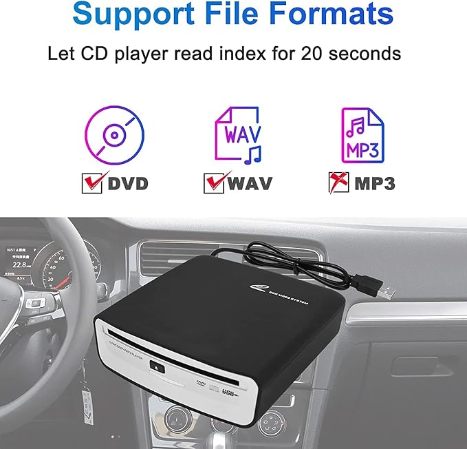 USB External Car Universal Connection Portable CD Player for Car Android Navigation/TV/Laptops Desktops with USB Port Plug and Play (Android Version 4.4 and Above)