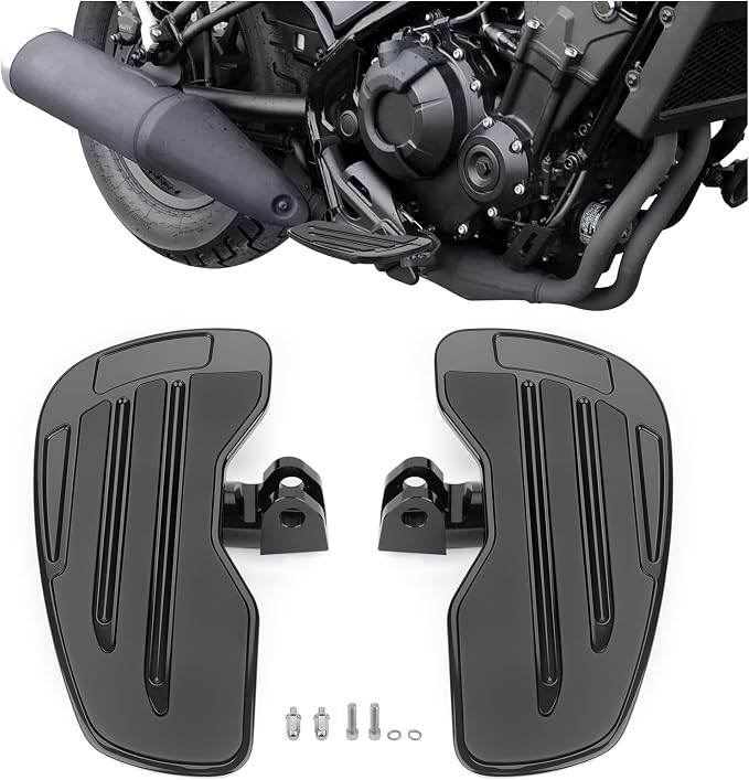 Motorcycle Front Footpegs for Honda Rebel 300 500 CMX300 CMX500 2017-2025, 360° Roating Anti-Slip Wide Foot Pegs Footrest, Rider Footboard, Motorbike Highway Footboard Accessories (Black B)