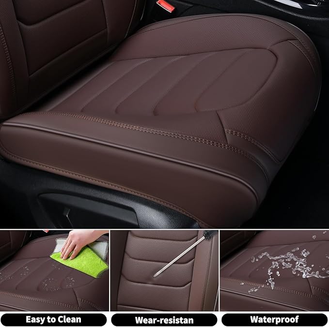 FLORICH Seat Covers Full Set, Leather Seat Cover, Front and Rear Seat Covers 5 Seats, Waterproof Car Seat Cushion Protector Accessories for Sedan SUV Pick-up Truck(Coffee, Full Set)