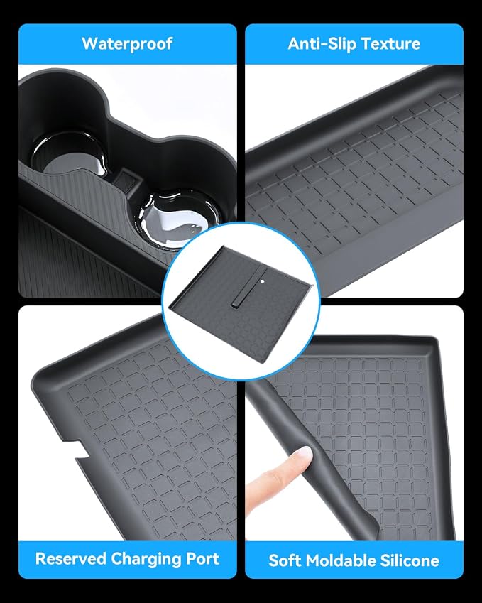 (3PCS)2026 R AV4 Center Console Organizer For 2026 Toyota R AV4 Wireless Charging Pad & Shifter Front Mats & Passenger Dash Tray 2026 R AV4 Accessories Anti-Slip Silicone Liner Mat Set 6th Gen R AV4