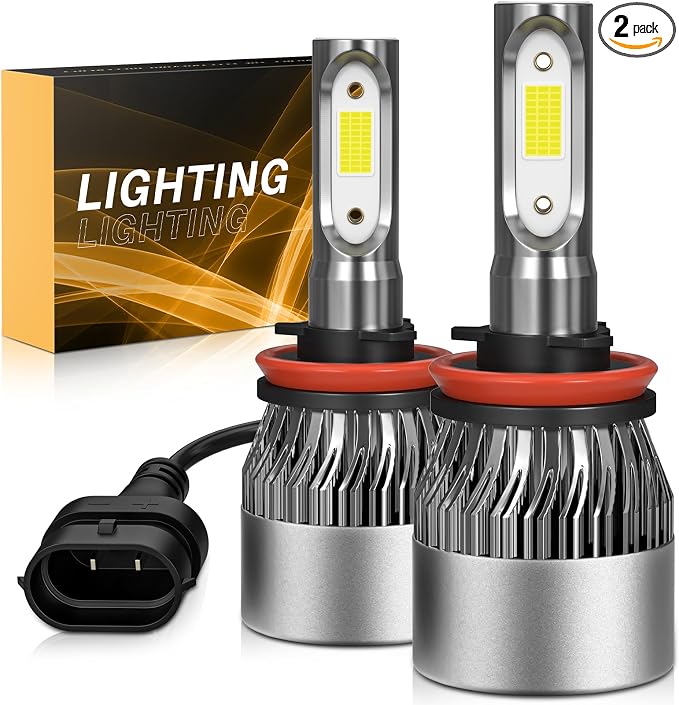 𝖧𝟪 𝖧𝟫 𝖧𝟣𝟣 Bulb 6500K Cool White 60000LM 900% Brighter, 1:1 Beam Plug and Play IP68 Waterproof Off-Road Lights, Pack of 2