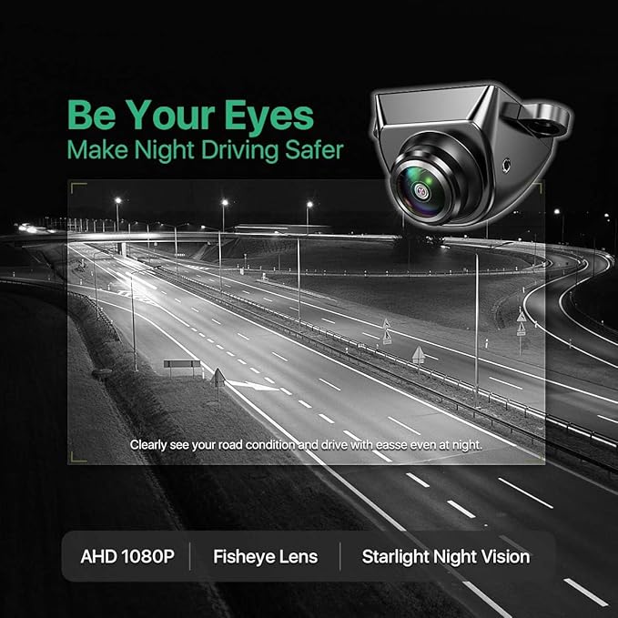 AHD1080P Backup Camera with Video Format Switch Button, GreenYi Reverse Rear/Front/Side View Cam, Adjustable Fisheye Lens, Waterproof Night Vision 170 Degree Wide View