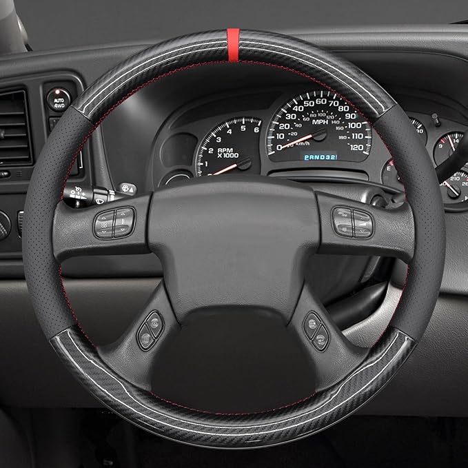 MEWANT Steering Wheel Cover for Chevy Silverado 1500/2500/3500 2003-2006 / Silverado 1500 2500HD 3500 Classic 2007 / Trailblazer 2002-2009 Hand-Stitched Steering Wheel Wrap
