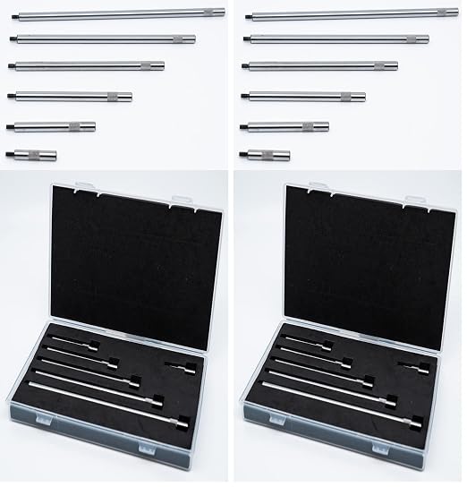 Dial & Electronic Indicator Extension Stem Rod Set 6 Piece 1", 2", 3", 4", 5", 6" Combine to 0-21" Include Plastic Case (Pack of 2)