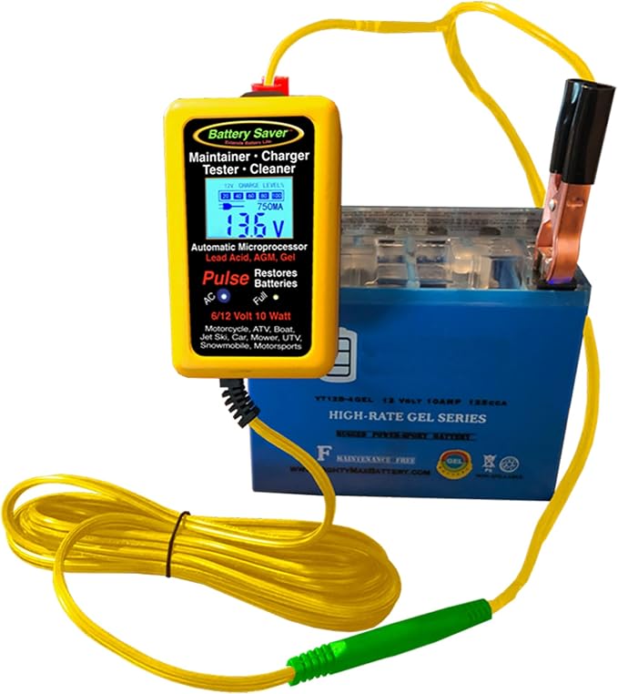 Battery Saver 6V/12V 10 Watt Pulse Maintainer & Tester (Gen. 3) for 1 Vehicle Battery with Low/No Parasitic Power Draw